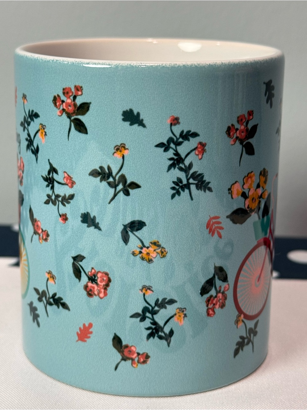 Matilda Jane Clothing Mug with florals and bicycle - Picture 3 of 6